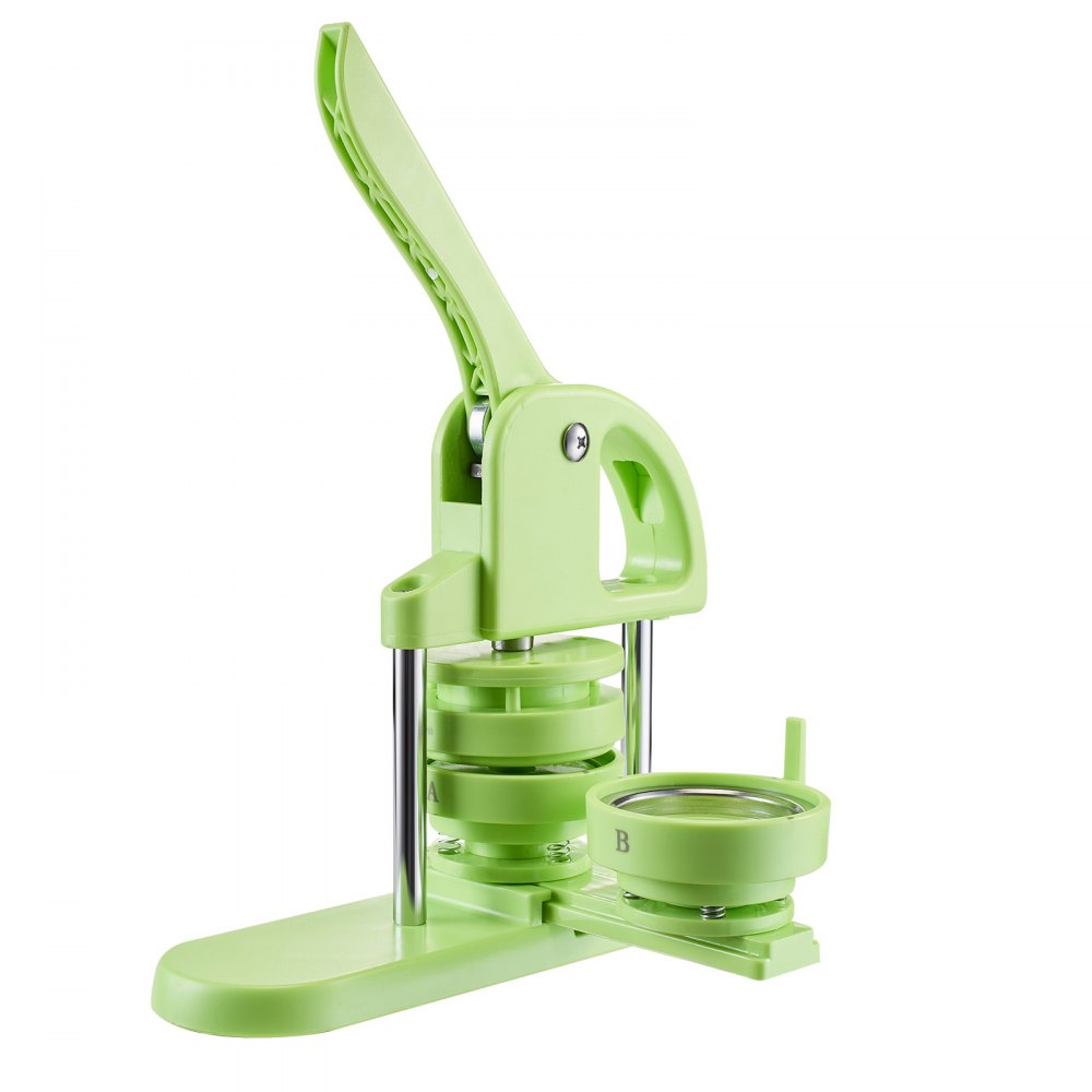 Máquina para hacer botones VEVOR de 7,5 cm, para crear alfileres de plástico con 100 piezas, cortador circular y libro mágico, mango ergonómico reforzado, para crear insignias, alfileres personalizados y llaveros, color verde.