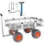 VEVOR Carro de pesca de playa, capacidad de carga de 500 libras, carro de pescado y marino con cuatro ruedas grandes de 13 pulgadas, neumáticos de globo de PU para arena, carro de muelle de aluminio resistente con 6 soportes para caña para pesca, picnic
