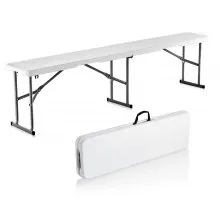 VEVOR Banco plegable de plástico de 6 pies, banco portátil para exteriores, para picnic, camping, jardín