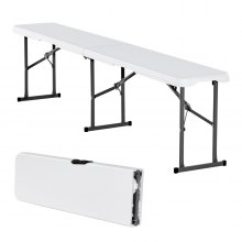 VEVOR Banco plegable de plástico de 6 pies, banco portátil para exteriores, para picnic, camping, jardín