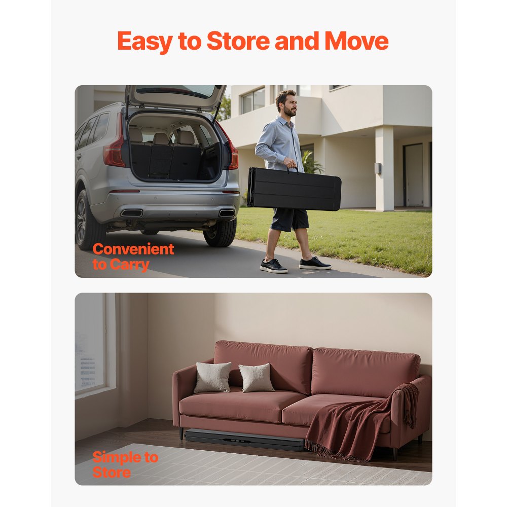 Banco plegable de plástico VEVOR, portátil de 1,8 m para interior/exterior, picnic, fiesta, patio, camping, comedor, asiento plegable de HDPE liso para jardín, fútbol, actividades multiusos, 1 paquete, negro