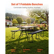 VEVOR Banco plegable de plástico de 6 pies, banco portátil para exteriores, para picnic, camping, jardín