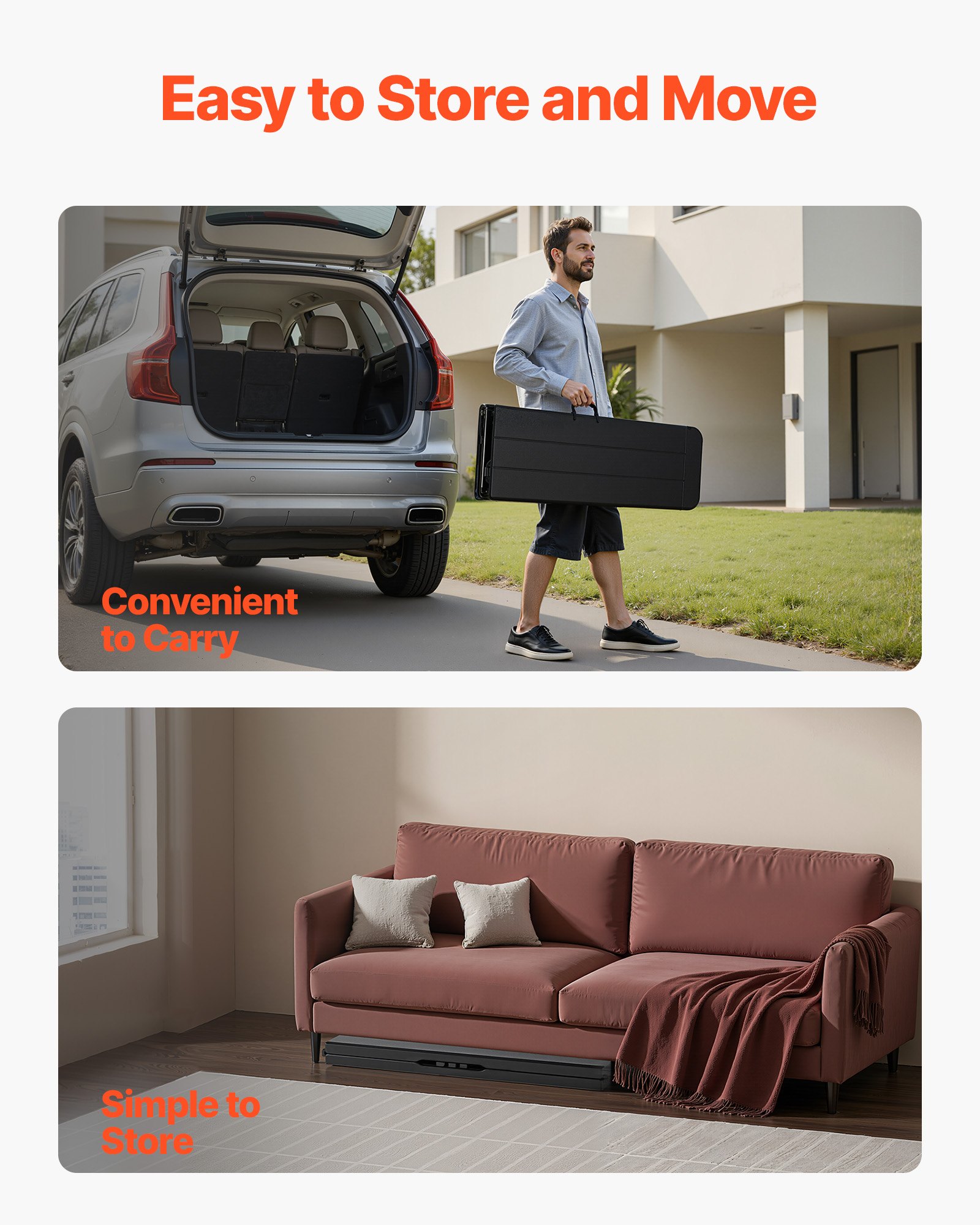 Banco plegable de plástico VEVOR, portátil de 1,8 m para interior/exterior, picnic, fiesta, patio, camping, comedor, asiento plegable de HDPE liso para jardín, fútbol, actividades multiusos, 1 paquete, negro