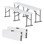 Banco plegable de plástico VEVOR, portátil de 1,8 m para interior/exterior, picnic, fiesta, patio, camping, comedor, asiento plegable de HDPE liso para jardín, fútbol, actividades multiusos, paquete de 2, blanco