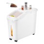 Contenedor de almacenamiento de ingredientes VEVOR, contenedor de ingredientes de estante de capacidad de 11.4 galones, contenedores de harina de 280 tazas con ruedas Contenedor de ingredientes de almacenamiento de estante comercial Prosave con tapa y contenedor de arroz para cocina Blanco