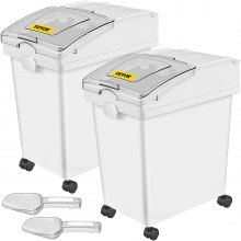 Contenedor de Harina 15kg, Contenedor de Arroz 2 piezas / juego con Tapas y Ruedas Blanco