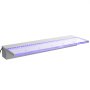 Aliviadero de fuente VEVOR con iluminación LED azul y diseño de acero inoxidable.