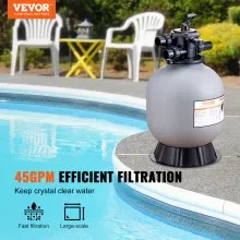 Filtro de arena VEVOR, 19 pulgadas, tasa de flujo de hasta 45 GPM, sistema de filtro de arena para piscinas sobre el suelo con válvula multipuerto de 7 vías, filtro, retrolavado, enjuague, recirculación, residuos, invierno, funciones cerradas