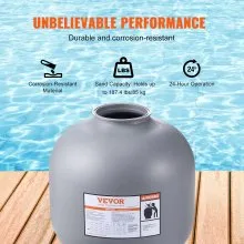 Filtro de arena VEVOR, 22 pulgadas, tasa de flujo de hasta 55 GPM, sistema de filtro de arena para piscina enterrada con válvula multipuerto de 7 vías, filtro, retrolavado, enjuague, recirculación, residuos, invierno, funciones cerradas