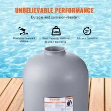 VEVOR Filtro de arena, 24 pulgadas, caudal de hasta 65 GPM, sistema de filtro de arena para piscina sobre el suelo con válvula multipuerto de 7 vías, filtro, retrolavado, enjuague, recirculación, resi