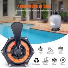 VEVOR Filtro de arena, 24 pulgadas, caudal de hasta 65 GPM, sistema de filtro de arena para piscina sobre el suelo con válvula multipuerto de 7 vías, filtro, retrolavado, enjuague, recirculación, resi