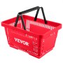 Cesta de compra VEVOR roja con asas negras, diseño resistente y laterales ventilados.