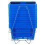 pila de cestas de compra azules VEVOR con soporte de metal.