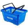 Cesta de la compra VEVOR azul con asas negras y logotipo VEVOR en la parte delantera.