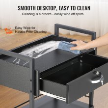 VEVOR Carrito de salón de belleza, gabinete de estaciones de peluquería de 3 niveles para estilista con cajón con cerradura, estación de almacenamiento rodante de MDF con 4 ruedas (2 con cerradura) para tatuaje de barbería SPA de belleza