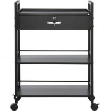 VEVOR Carrito de salón de belleza, gabinete de estaciones de peluquería de 3 niveles para estilista con cajón con cerradura, estación de almacenamiento rodante de MDF con 4 ruedas (2 con cerradura) para tatuaje de barbería SPA de belleza