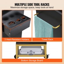 VEVOR Carrito de almacenamiento para salón de belleza, gabinete de estación de peluquería con tapa de vidrio para estilista con cajón y soporte para secador, carrito de peluquería con ruedas de MDF con 4 ruedas (2 con cerradura) para peluquero Beauty SPA