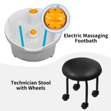 Unidad de Pedicura de Spa Ajustable con Elevación Hidráulica y Baño de Pies con Masaje de Burbujas Fácil de Limpiar (Negro)