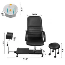 Unidad de Pedicura de Spa Ajustable con Elevación Hidráulica y Baño de Pies con Masaje de Burbujas Fácil de Limpiar (Negro)