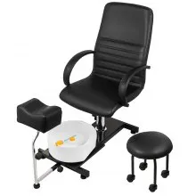 Unidad de Pedicura de Spa Ajustable con Elevación Hidráulica y Baño de Pies con Masaje de Burbujas Fácil de Limpiar (Negro)