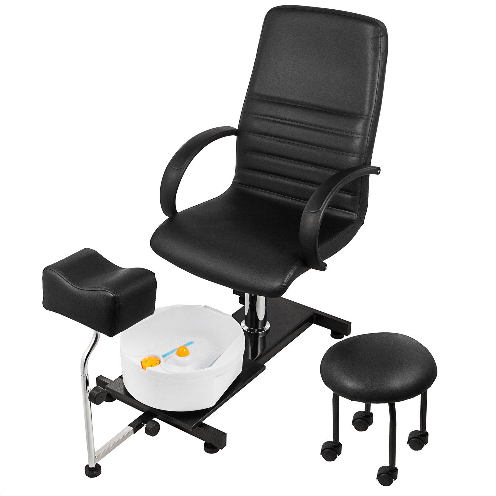 VEVOR Unidad de Pedicura Tipo Spa Ajustable con Elevación Hidráulica y Baño de Pies con Masaje de Burbujas de Fácil Limpieza, Ajuste de Altura del Asiento de 15 cm, Capacidad de Carga de 150 kg, Negro