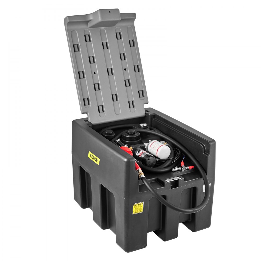 VEVOR Tanque diésel portátil, capacidad de 58 galones y caudal de 10 GPM, tanque de combustible diésel con bomba de transferencia eléctrica de 12 V y manguera de goma de 13.1 pies, tanque de transferencia diésel de PE para fácil transporte de combustible, gris
