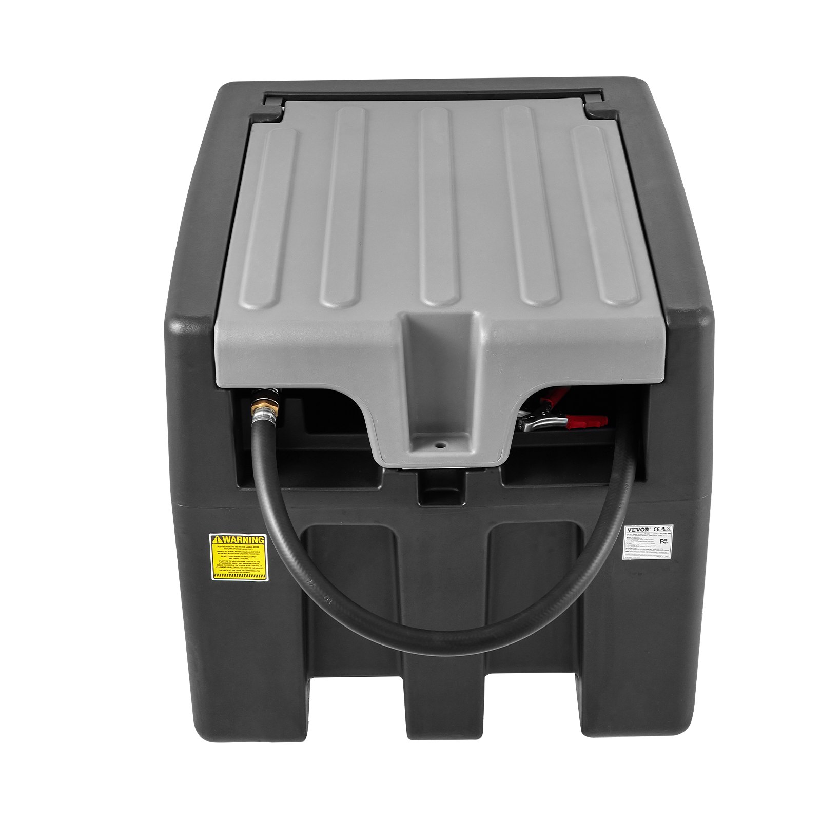 VEVOR Tanque diésel portátil, capacidad de 58 galones y caudal de 10 GPM, tanque de combustible diésel con bomba de transferencia eléctrica de 12 V y manguera de goma de 13.1 pies, tanque de transferencia diésel de PE para fácil transporte de combustible, gris