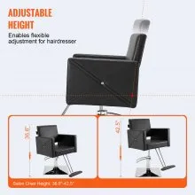 VEVOR Silla de salón, silla de peluquero para estilista, silla de peinado con bomba hidráulica resistente, silla de peluquería giratoria de 360° con reposapiés para champú de spa de belleza, peso máximo de carga 330 libras, negro
