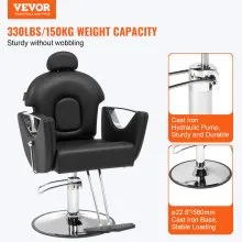 VEVOR Silla de salón, silla de peluquero reclinable hidráulica para estilista, silla de salón reclinable giratoria de 360 ​​grados 90°-130° para champú de spa de belleza, peso máximo de carga 330 libras, negro