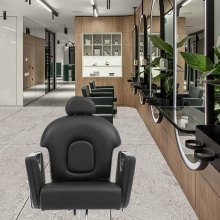 VEVOR Silla de salón, silla de peluquero reclinable hidráulica para estilista, silla de salón reclinable giratoria de 360 ​​grados 90°-130° para champú de spa de belleza, peso máximo de carga 330 libras, negro