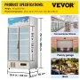 Refrigerador comercial VEVOR, refrigerador de exhibición vertical para bebidas, puerta de vidrio con luz LED para hogar, tienda, gimnasio u oficina, (23 pies cúbicos, puerta doble abatible)