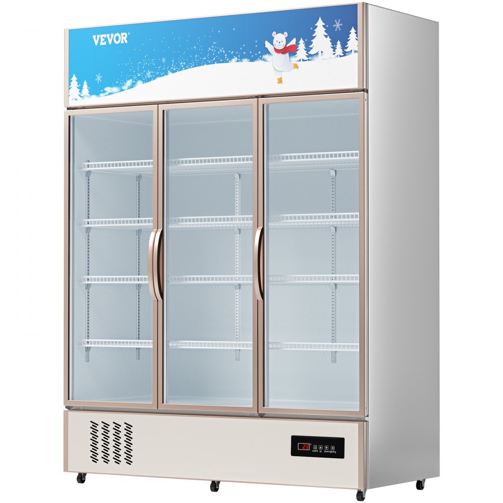 Refrigerador comercial VEVOR, refrigerador de exhibición vertical para bebidas, puerta de vidrio con luz LED para hogar, tienda, gimnasio u oficina, (35 pies cúbicos, puerta triple abatible)