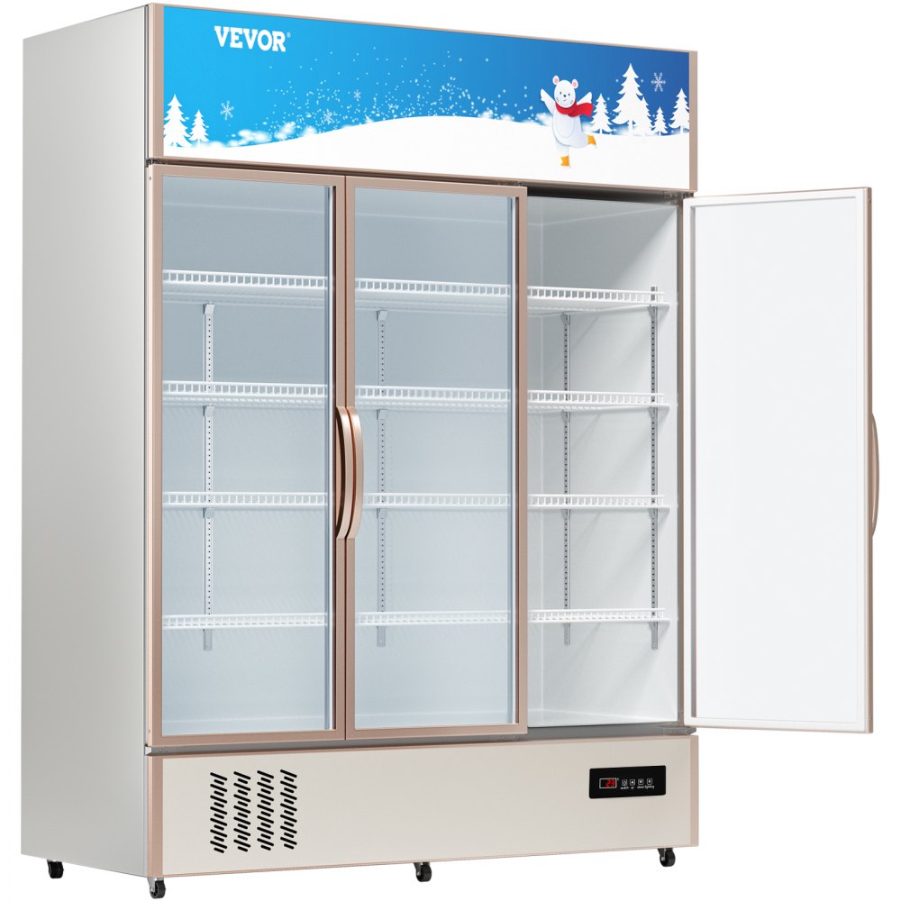 Refrigerador comercial VEVOR, refrigerador de exhibición vertical para bebidas, puerta de vidrio con luz LED para hogar, tienda, gimnasio u oficina, (35 pies cúbicos, puerta triple abatible)