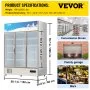 Refrigerador comercial VEVOR, refrigerador de exhibición vertical para bebidas, puerta de vidrio con luz LED para hogar, tienda, gimnasio u oficina, (35 pies cúbicos, puerta triple abatible)