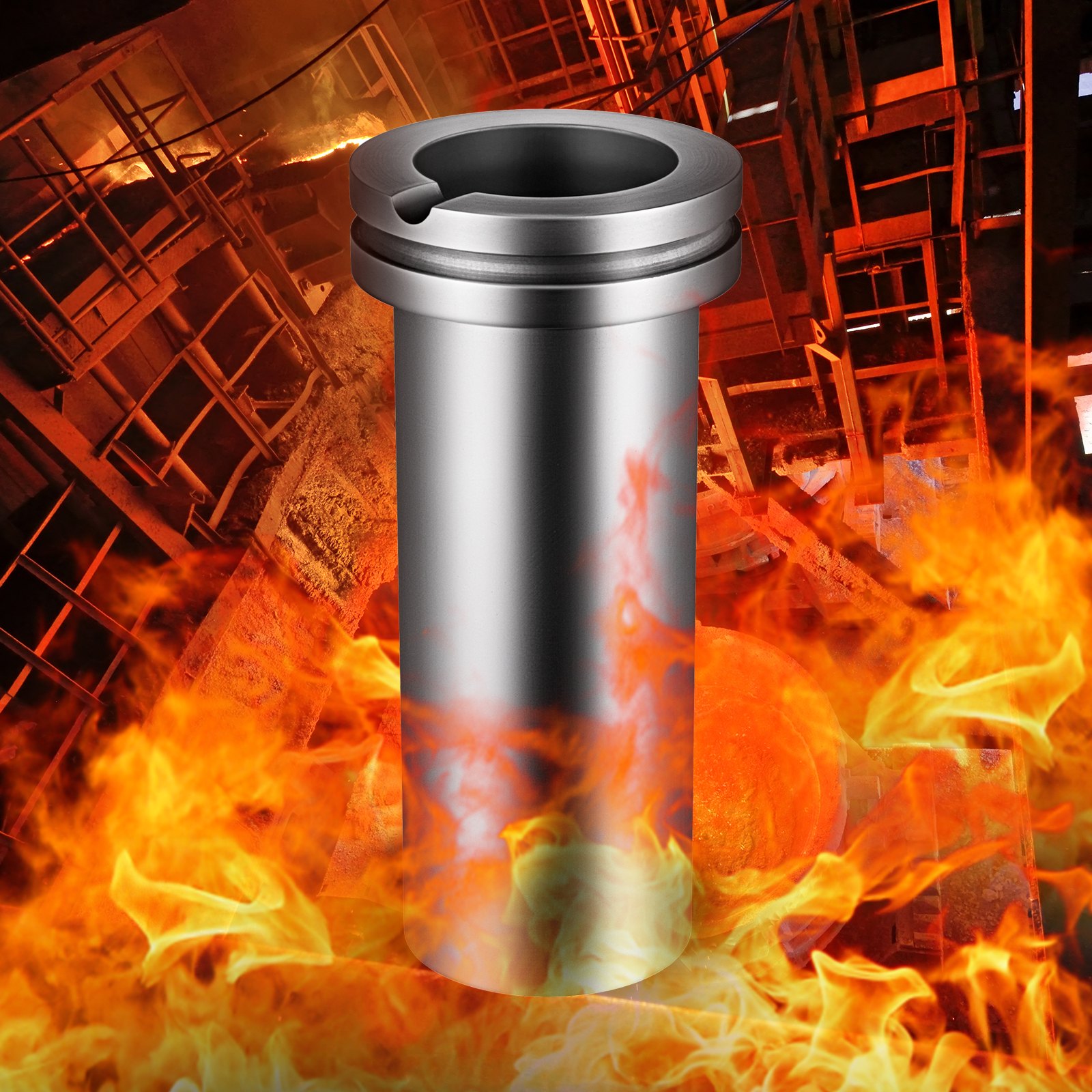 VEVOR Crisol de grafito de alta pureza, horno de grafito de 2 kg, crisol de grafito de doble anillo para fundición de metal, oro, plata, cobre, aluminio, horno de fundición de metal y grafito