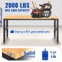 VEVOR Banco de trabajo de altura ajustable, mesa de garaje de 61 x 20 pulgadas con alturas de 27,1 a 36 pulgadas y capacidad de carga de 2000 libras, con tomas de corriente, tapa de madera dura, marco
