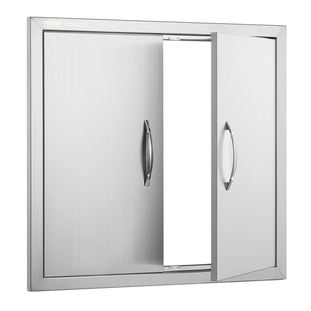 VEVOR Puerta de Acceso a Barbacoa 660 x 609 x 45 mm Puerta de Cocina Exterior Doble Puerta Empotrada de Acero Inoxidable con Manija para Isla de Barbacoa, Estación de Parrilla, Armario Exterior
