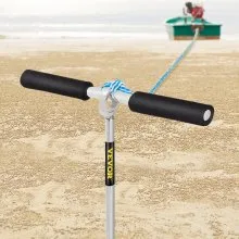 VEVOR Ancla de arena, barrena de 18 pulgadas de longitud para la playa y banco de arena, anclaje de tornillo de acero inoxidable 316 con mango extraíble, línea elástica y bolsa de transporte, para jet