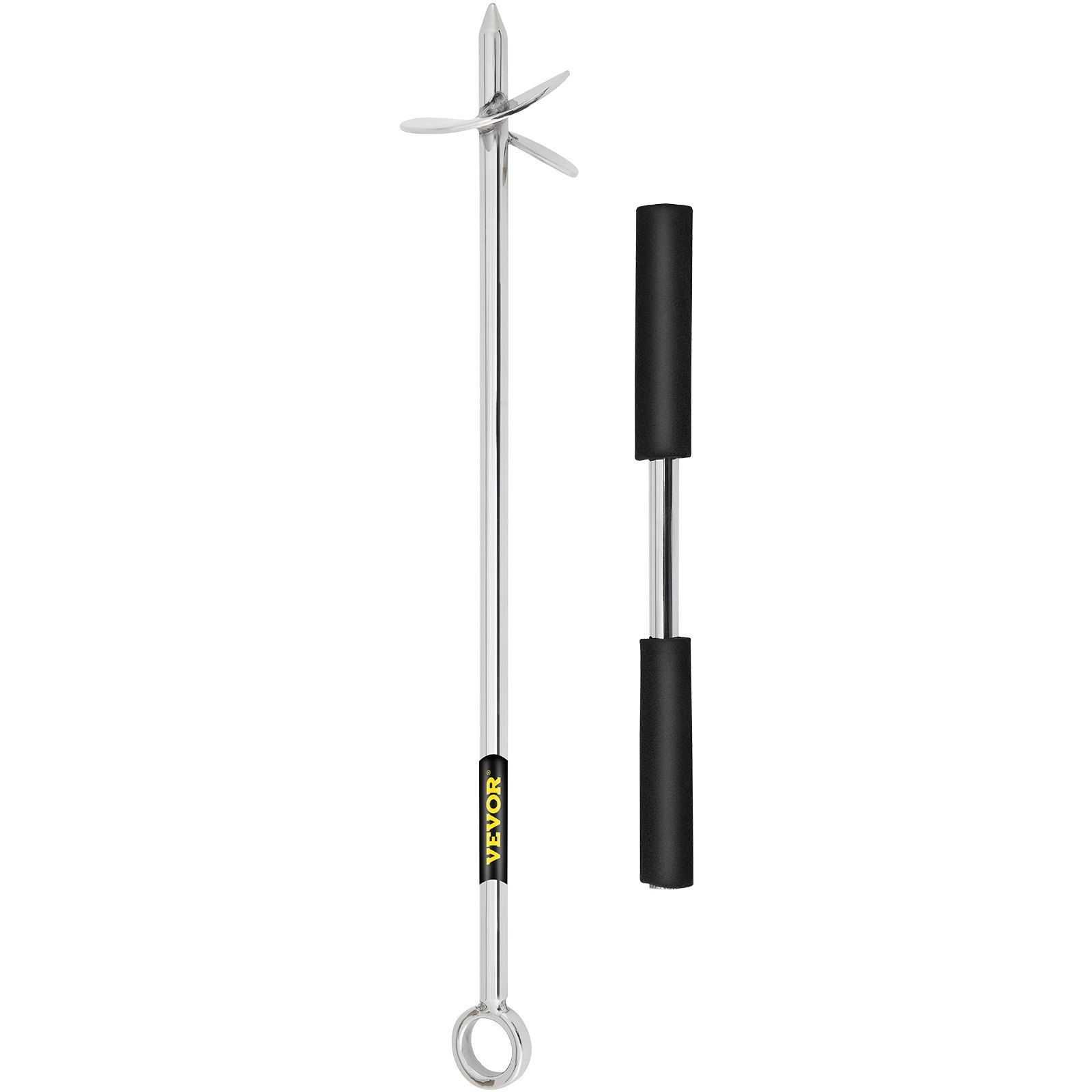 Ancla de arena VEVOR con barrena metálica y mango ergonómico para sombrillas de playa.