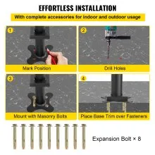 VEVOR Kit de barandillas para escaleras al aire libre, pasamanos de 5 pies 0-5 escalones, ángulo ajustable, barandilla de aluminio negro para escaleras para ancianos, pasamanos para escalones interiores y exteriores