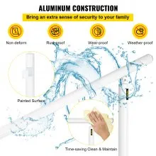 VEVOR Kit de barandillas para escaleras al aire libre, pasamanos de 5 pies 0-5 escalones, ángulo ajustable, barandilla de aluminio blanco para escaleras para ancianos, pasamanos para escalones al aire libre