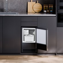 Máquina para fabricar hielo debajo del mostrador, 15 libras por día, máquina para fabricar hielo incorporada con puerta reversible