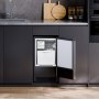 Máquina de hielo empotrada bajo encimera VEVOR, capacidad de 11 kg/día, con puerta reversible, de acero inoxidable, para cocinas comerciales y domésticas, sin drenaje.