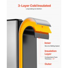 Máquina para fabricar hielo debajo del mostrador, 80 libras por día, máquina para fabricar hielo incorporada con puerta reversible