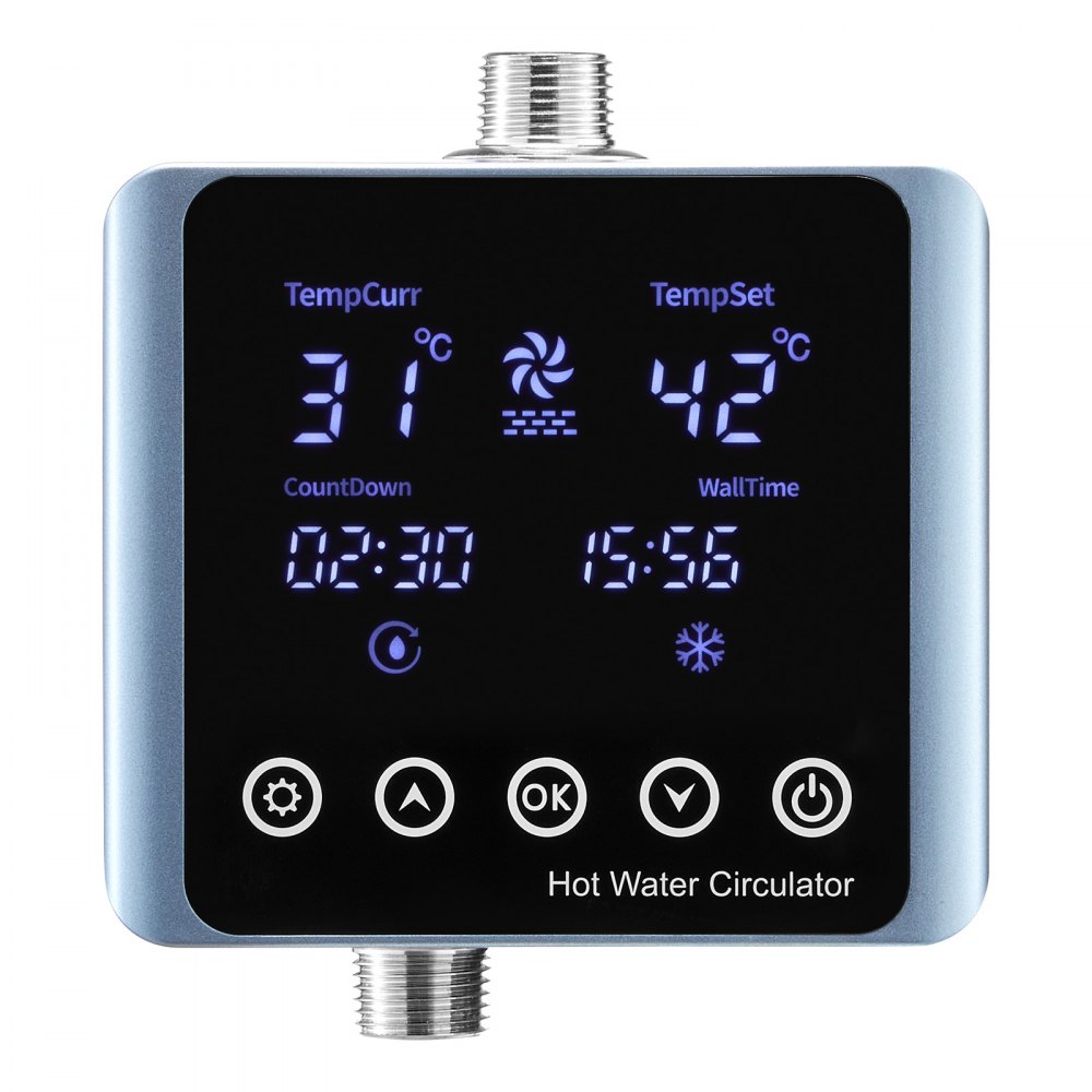 Kit de bomba de recirculación de agua caliente instantánea inteligente digital VEVOR con termostato integrado, temporizador y pantalla digital. Sistema de bomba de recirculación bajo fregadero para calentadores de agua domésticos.