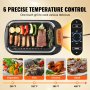 Parrilla de interior sin humo VEVOR con 6 configuraciones de temperatura, para asar carne y verduras a la perfección.