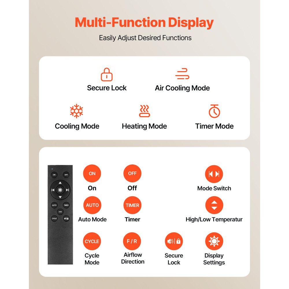 Ventilador de pared VEVOR de 7.5 pulgadas, 2 en 1, 305 CFM, con control remoto y flujo de aire bidireccional, 10 velocidades de ventilación, silencioso, para cocina, sala de estar, lavandería y taller.