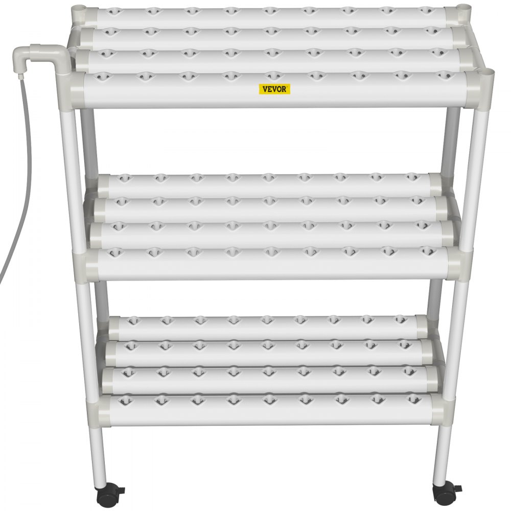 Tuspuzz Sistema de cultivo hidropónico vevor, 108 lugares, 12 tuberías de PVC - u de grado alimenticio, kit de cultivo interior de 3 plantas, con bomba de agua, cronómetro, cesta de nido, esponja