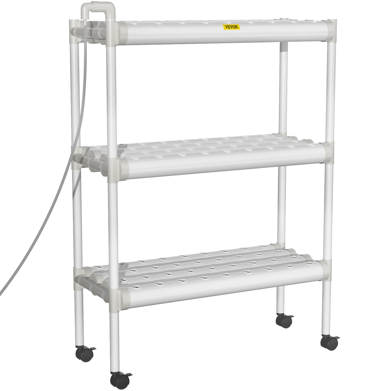 Tuspuzz Sistema de cultivo hidropónico vevor, 108 lugares, 12 tuberías de PVC - u de grado alimenticio, kit de cultivo interior de 3 plantas, con bomba de agua, cronómetro, cesta de nido, esponja