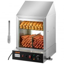 VEVOR 1200W Commercial Hot Dog Steamer Calentador de bollos eléctrico de 2 niveles con puertas deslizantes